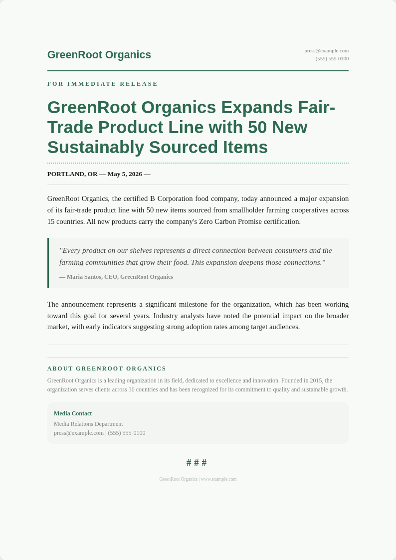 Soft Organic Press Release